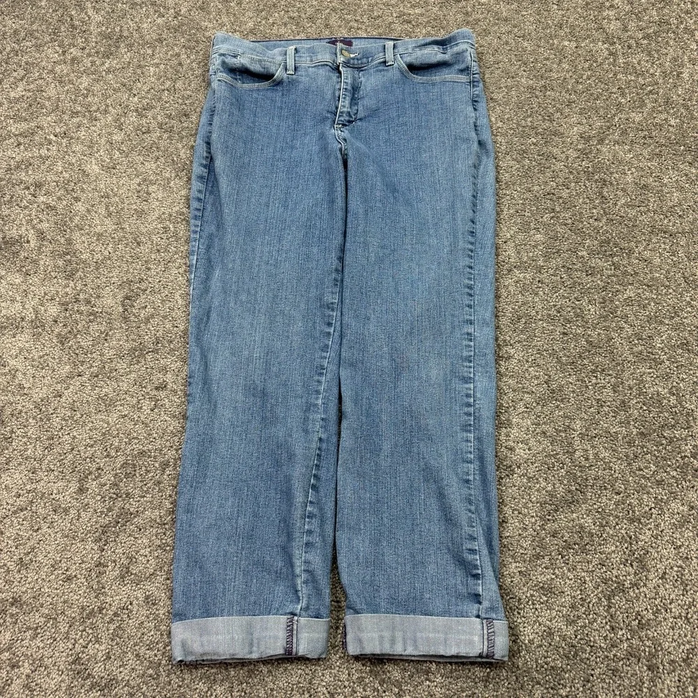 NYDJ Jeans Womens 12 Blue Cropped Stretch Medium Wash Denim Lift Tuck Technology - Picture 1 of 11